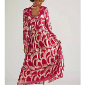 Anthropologie Hemant & Nandita Metallic Maxi Dress